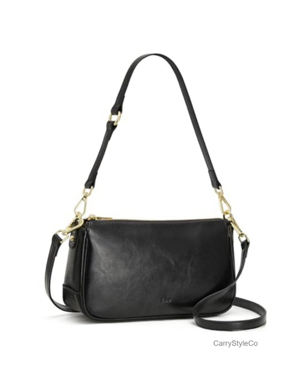 Genuine Leather Crossbody Bag Small Purse with 2 Straps Convertible Satchel